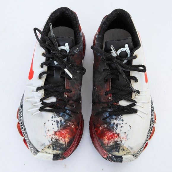 Nike KD 8 Christmas boy’s low top sneaker split design red & black graphic 7Y - Picture 2 of 16